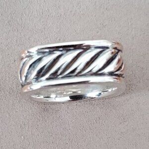 David Yurman Sculpted Cable 925 Sterling Silver Square Men's Band Ring